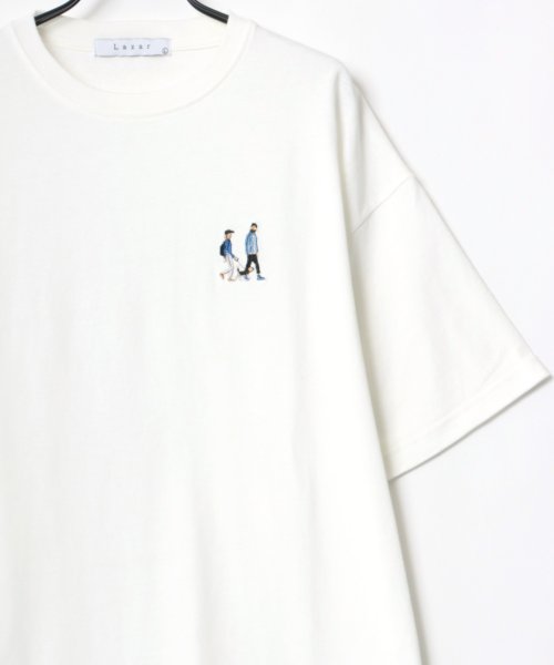 LAZAR(ラザル)/【Lazar】Cute Couple ビッグシルエット ワンポイント 刺繍 Tシャツ メンズ レディース 半袖/img30