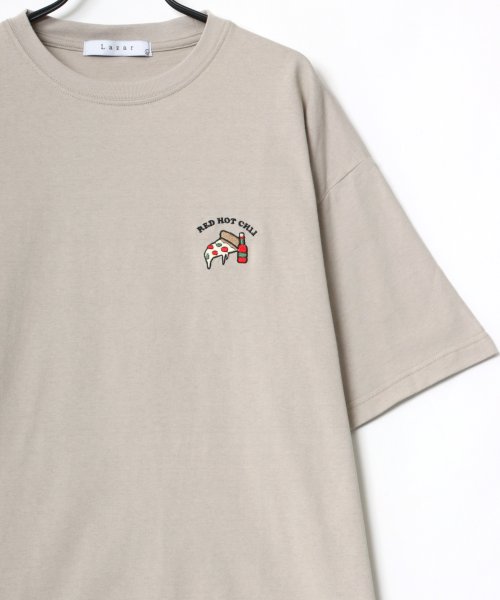 LAZAR(ラザル)/【Lazar】Pizza ＆ Hamburger ビッグシルエット ワンポイント 刺繍 Tシャツ/img20