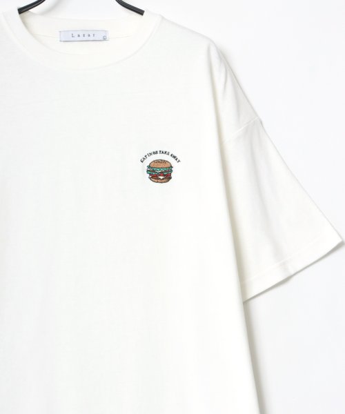 LAZAR(ラザル)/【Lazar】Pizza ＆ Hamburger ビッグシルエット ワンポイント 刺繍 Tシャツ/img22