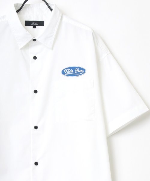 LAZAR(ラザル)/【Lazar】ビッグシルエット ワッペン 刺繍 ムジ ストライプ S/Sシャツ メンズ 半袖/img30