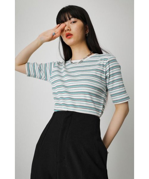 AZUL by moussy(アズールバイマウジー)/MULTICOLOR BORDER RIB TOPS/img01