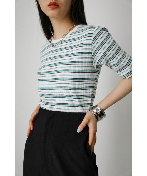 AZUL by moussy(アズールバイマウジー)/MULTICOLOR BORDER RIB TOPS/img02