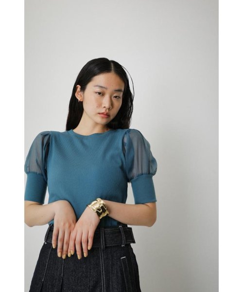 AZUL by moussy(アズールバイマウジー)/SHEER SLEEVE PUFF TOPS/img28