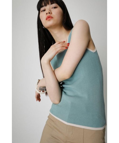 AZUL by moussy(アズールバイマウジー)/BICOLOR PIPING KNIT TANK TOP/img20