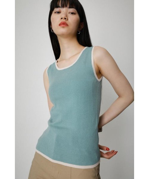 AZUL by moussy(アズールバイマウジー)/BICOLOR PIPING KNIT TANK TOP/img21