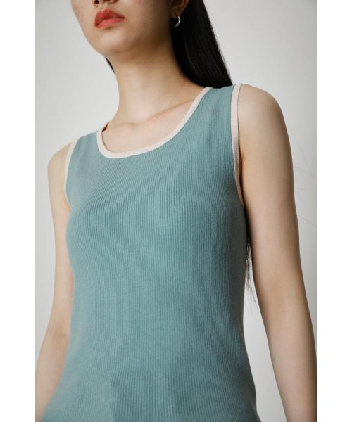 AZUL by moussy(アズールバイマウジー)/BICOLOR PIPING KNIT TANK TOP/img25