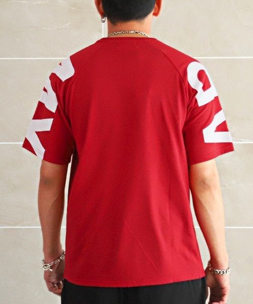 LUXSTYLE(ラグスタイル)/袖ロゴプリントラグランTシャツ/Tシャツ メンズ 半袖 袖ロゴ プリント ビッグロゴ ラグラン/img01