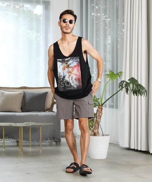 カルフォルニアプリントタンクトップ タンクトップ メンズ タンク インナー ノースリーブ カットソー レイヤード 重ね着 トップス Www Watsons Biz Id