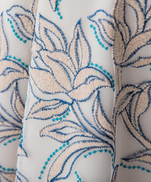 Viaggio Blu(ビアッジョブルー)/フラワーモール刺繍ウエストゴムフレアスカート/img04