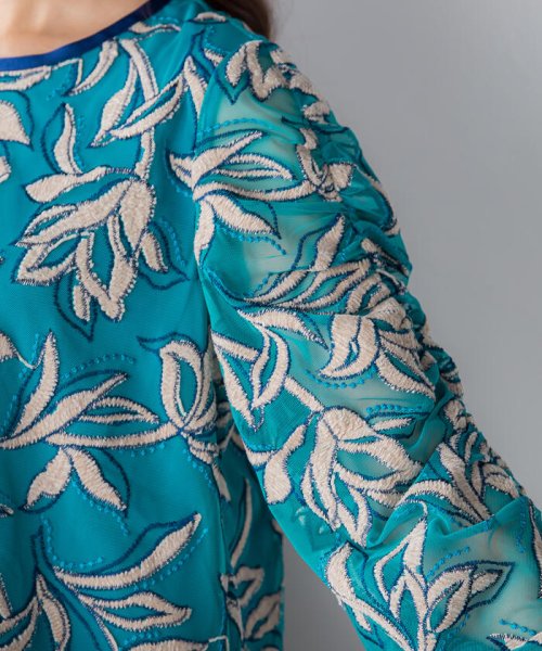 Viaggio Blu(ビアッジョブルー)/フラワーモール刺繍袖ギャザーブラウス/img06