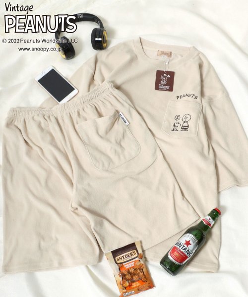 salong hameu(salong hameu)/【Salong hameu】Peanuts（ピーナッツ）スヌーピー パイルTシャツ＆ハーフパンツ ルームウェア/2点セット/セットアップ/img26