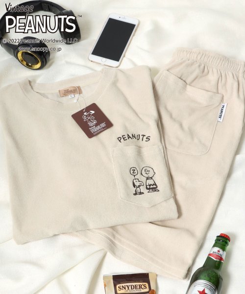 salong hameu(salong hameu)/【Salong hameu】Peanuts（ピーナッツ）スヌーピー パイルTシャツ＆ハーフパンツ ルームウェア/2点セット/セットアップ/img31