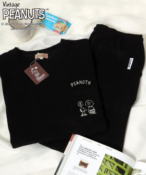 salong hameu(salong hameu)/【Salong hameu】Peanuts（ピーナッツ）スヌーピー パイルTシャツ＆ハーフパンツ ルームウェア/2点セット/セットアップ/img32