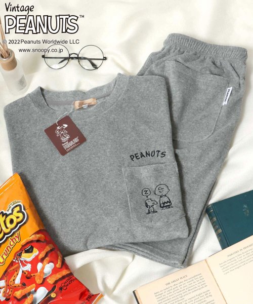 salong hameu(salong hameu)/【Salong hameu】Peanuts（ピーナッツ）スヌーピー パイルTシャツ＆ハーフパンツ ルームウェア/2点セット/セットアップ/img33