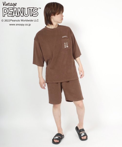 salong hameu(salong hameu)/【Salong hameu】Peanuts（ピーナッツ）スヌーピー パイルTシャツ＆ハーフパンツ ルームウェア/2点セット/セットアップ/img43