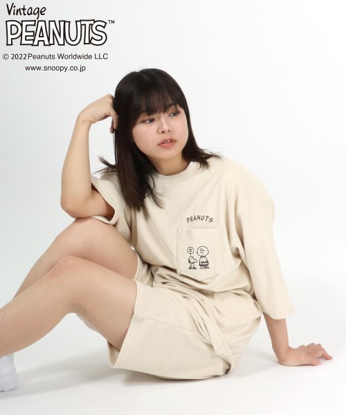 salong hameu(salong hameu)/【Salong hameu】Peanuts（ピーナッツ）スヌーピー パイルTシャツ＆ハーフパンツ ルームウェア/2点セット/セットアップ/img53