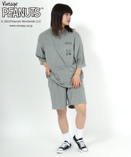 salong hameu(salong hameu)/【Salong hameu】Peanuts（ピーナッツ）スヌーピー パイルTシャツ＆ハーフパンツ ルームウェア/2点セット/セットアップ/img54