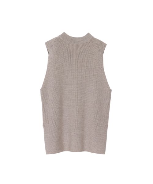 メリノウール片畦ハイネックベスト なし