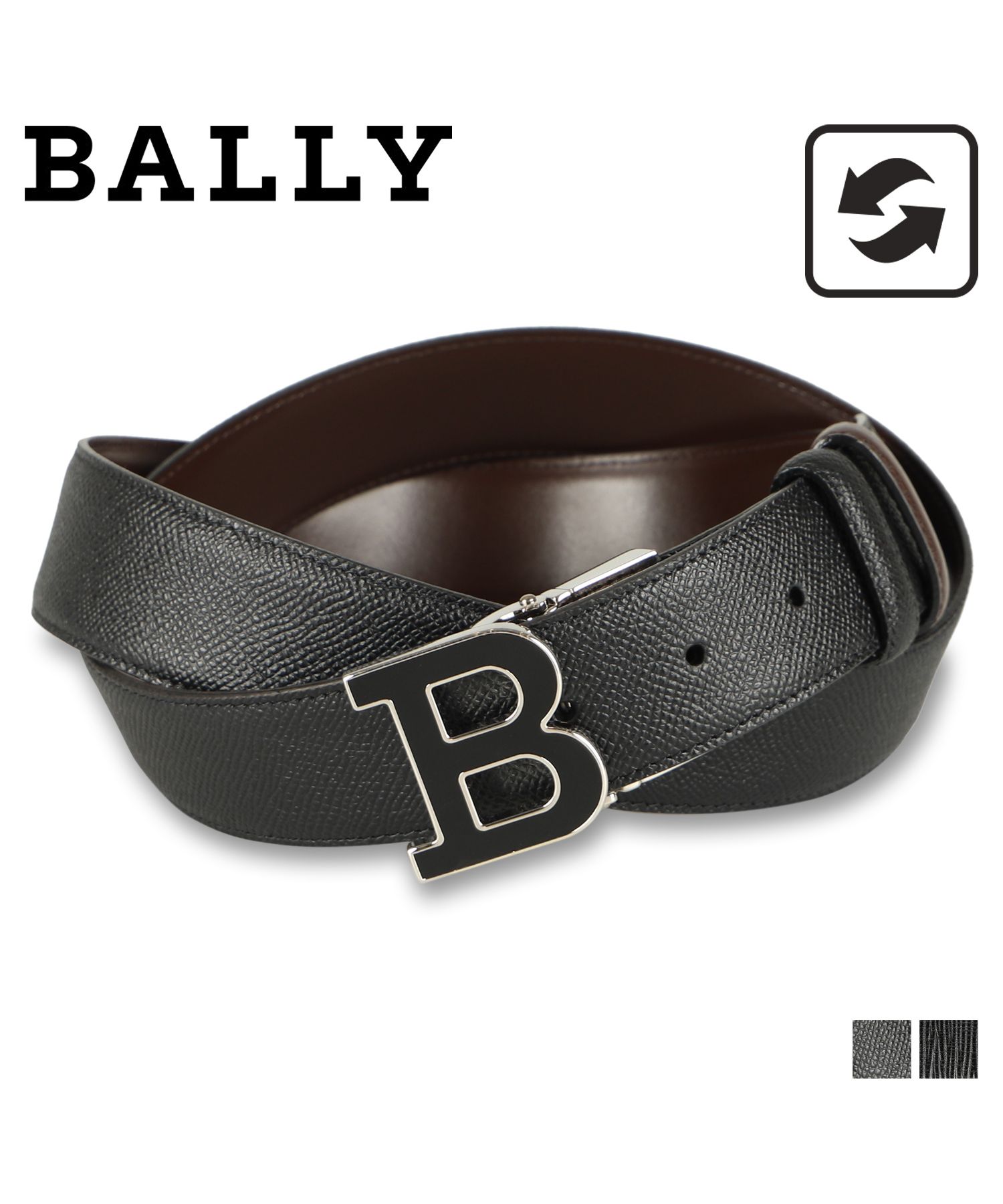 バリー Bally レザーベルト メンズ リバーシブル 本革 35mm B バックル B BUCKLENAMEL 35 M ブラック 黒