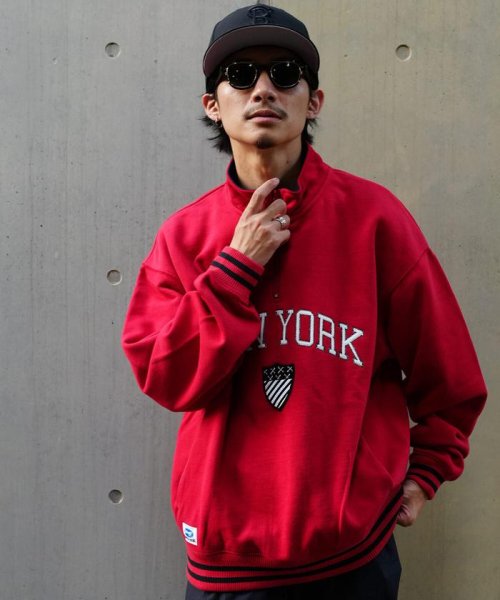 Schott(ショット)/LINE RIB HZ SWEAT SHEELD PATCH/ラインリブ ハーフジップ パッチスウェット/img09