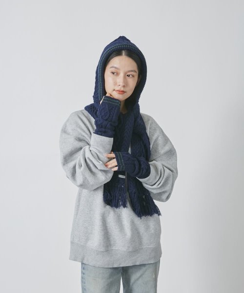 OVERRIDE(OVERRIDE)/OVERRIDE  KNIT SCHOOL HOOD MUFF/img17