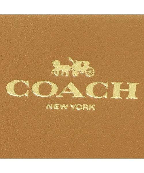COACH(コーチ) シグネチャー柄 パスケース カーキ×オレンジ PVC(塩化ビニール)×レザー