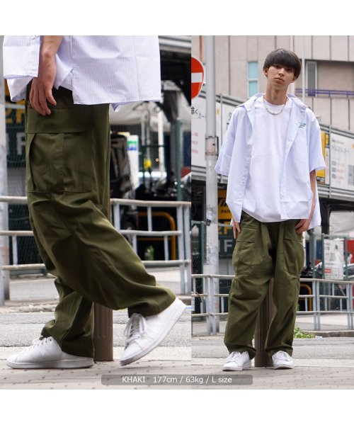 1111clothing(ワンフォークロージング)/カーゴパンツ メンズ ワイドカーゴパンツ レディース ワイドパンツ スノーパンツ スノーカーゴパンツ 太い パンツ ボトム ボトムス 白 黒 カーキ M L 大/img12