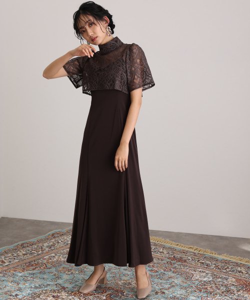 レーストップス付きマーメイドワンピース 二次会 食事会 セレモニー 発表会