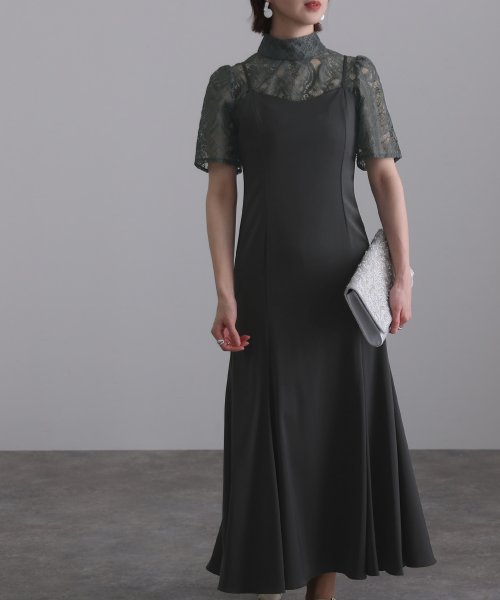 レーストップス付きマーメイドワンピース 二次会 食事会 セレモニー 発表会