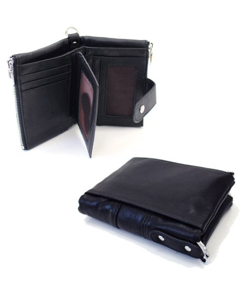 TopIsm(トップイズム)/レザー 二つ折り財布 メンズ 財布 ファスナー サイフ 本革 コンパクト/img03