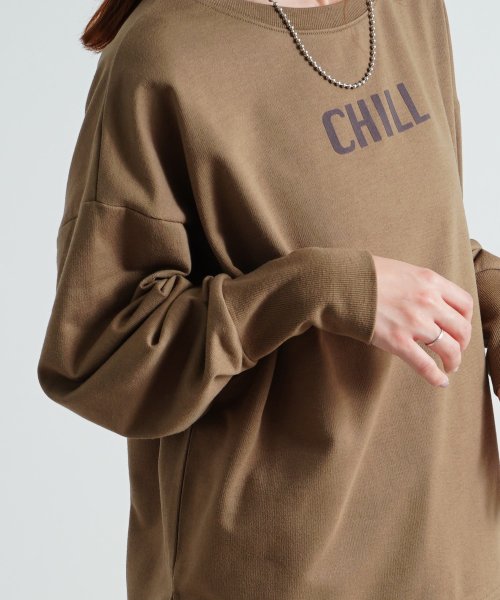 Fizz(フィズ)/ミニ裏毛　フロッキーロゴプリント袖リブプルオーバー　CHiLL365/img02