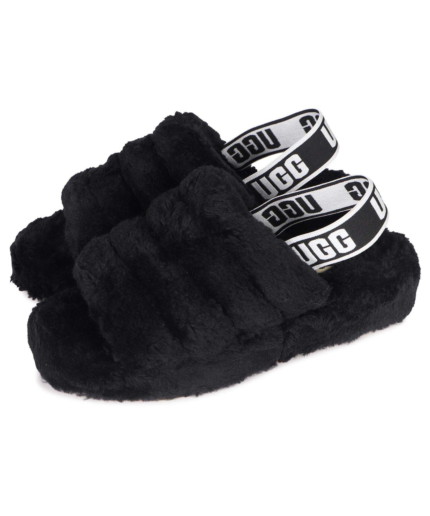 UGG アグ サンダル ストラップサンダル フラッフ イヤー ファズ シュガー レディース ファー FLUFF YEAH FUZZ SUGAR  ブラック 黒 1