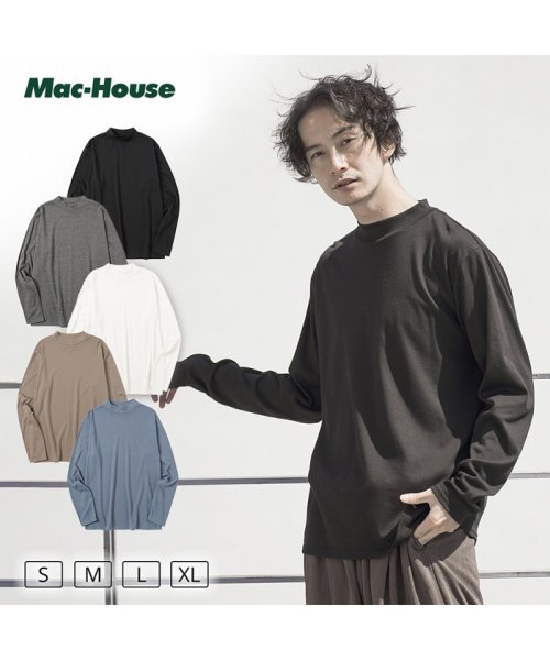 MAC HOUSE(men)(マックハウス（メンズ）)/NAVY ネイビー スムースモックネックロングスリーブTシャツ QMH/03867FW/img01