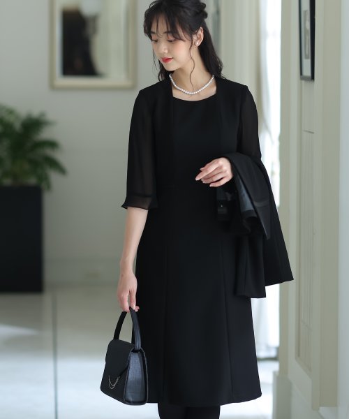 ノーカラージャケットワンピースフォーマルセット プールヴー Pourvous Magaseek