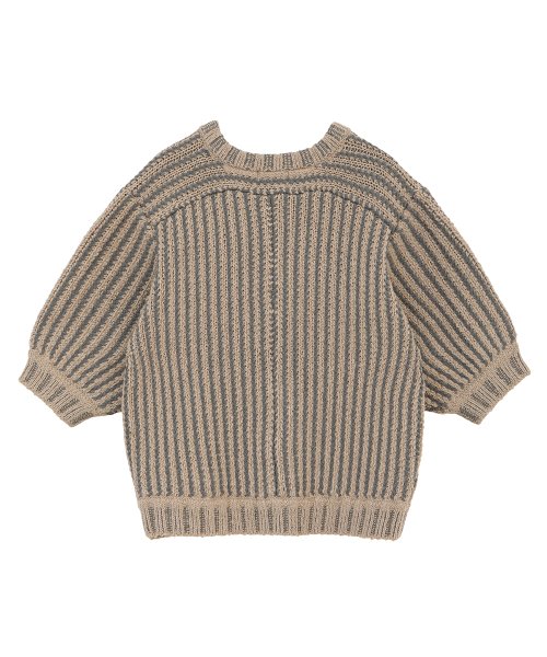 STRIPE CABLE HALF SLEEVE CARDIGAN(504858874) | クラネ(CLANE 