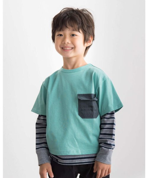 セール】ポケット付き 半袖 Tシャツ ボーダー 長袖 Tシャツ 2点 セット 