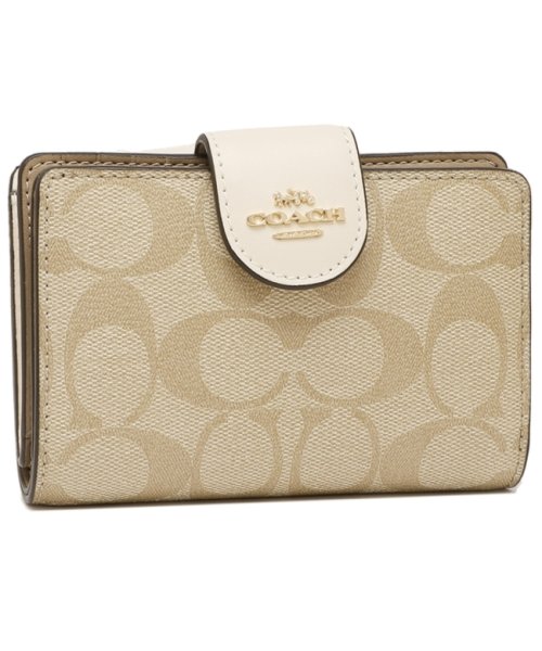 COACH(コーチ)/コーチ アウトレット 二つ折り財布 シグネチャー ベージュ ホワイト レディース COACH C0082 IMDQC/img01