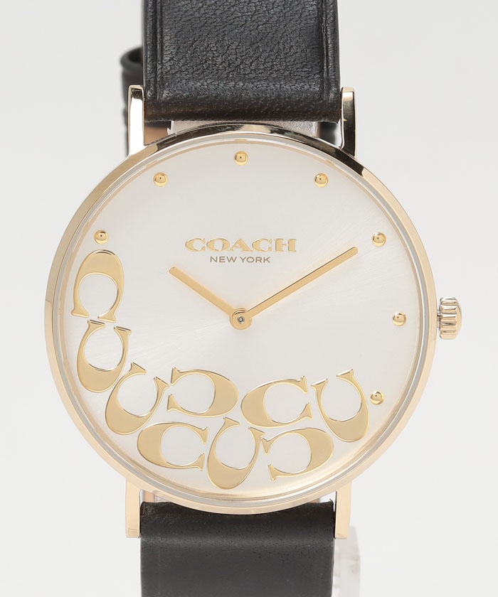 【COACH】 【COACH】コーチ 時計 14503801 レディース ペリー 36mm クォーツ シルバー ブラック革ベルト レディース Gold / Black フリー インポートセレクション 腕時計 時計