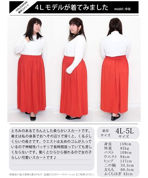 GOLD JAPAN(ゴールドジャパン)/大きいサイズ レディース ビッグサイズ とろみロングスカート/img16