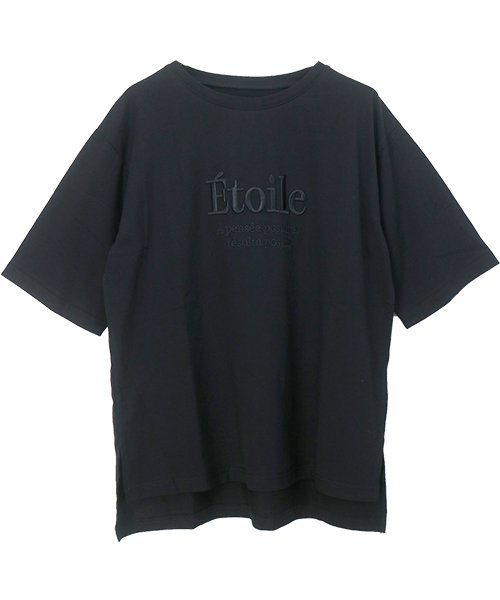 Aletta vita(Aletta vita)/綿天竺5分袖ドロップショルダーロゴ刺繍Tシャツ/img14