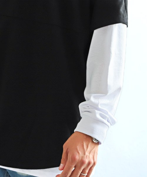 LUXSTYLE(ラグスタイル)/バックロゴ半袖BIGTシャツ×無地ロンTアンサンブル/Tシャツ 半袖 長袖 メンズ アンサンブル レイヤード 2枚組 セット/img10