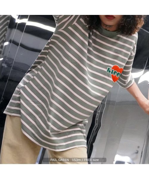 1111clothing(ワンフォークロージング)/オーバーサイズ tシャツ メンズ ボーダーtシャツ レディース ビッグtシャツ 綿100% ビッグシルエット ボーダー 半袖 ビッグt 別注 ワンポイント 刺繍/img10