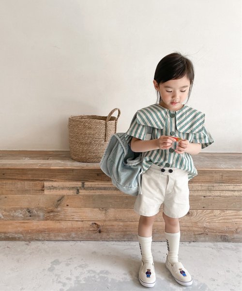 aimoha(aimoha（アイモハ）)/aimoha－KIDS－ 韓国子供服　ビッグカラーストライプ柄シャツ/img01