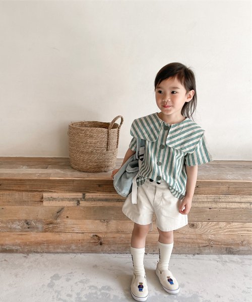 aimoha(aimoha（アイモハ）)/aimoha－KIDS－ 韓国子供服　ビッグカラーストライプ柄シャツ/img02