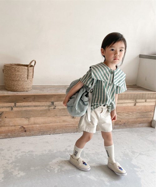 aimoha(aimoha（アイモハ）)/aimoha－KIDS－ 韓国子供服　ビッグカラーストライプ柄シャツ/img03