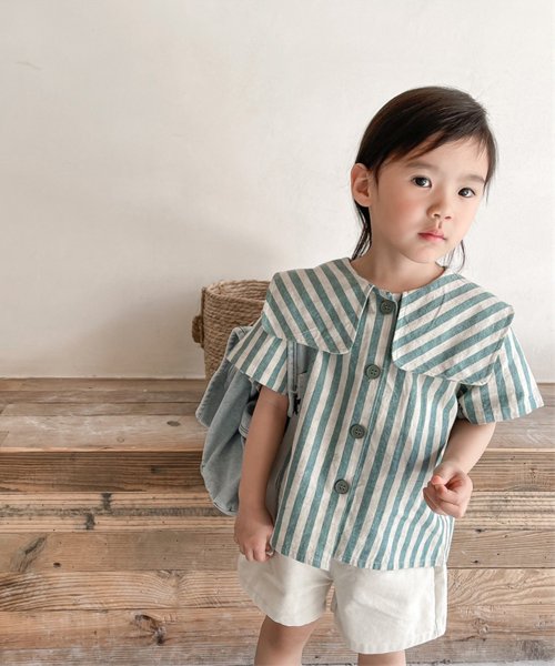 aimoha(aimoha（アイモハ）)/aimoha－KIDS－ 韓国子供服　ビッグカラーストライプ柄シャツ/img05