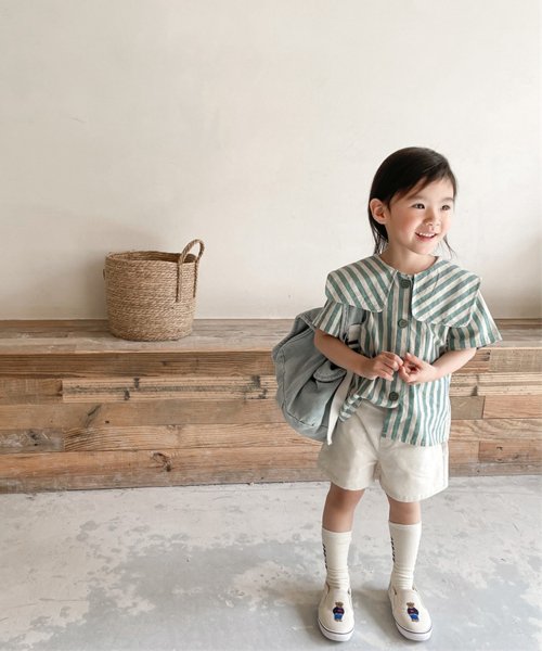 aimoha(aimoha（アイモハ）)/aimoha－KIDS－ 韓国子供服　ビッグカラーストライプ柄シャツ/img09