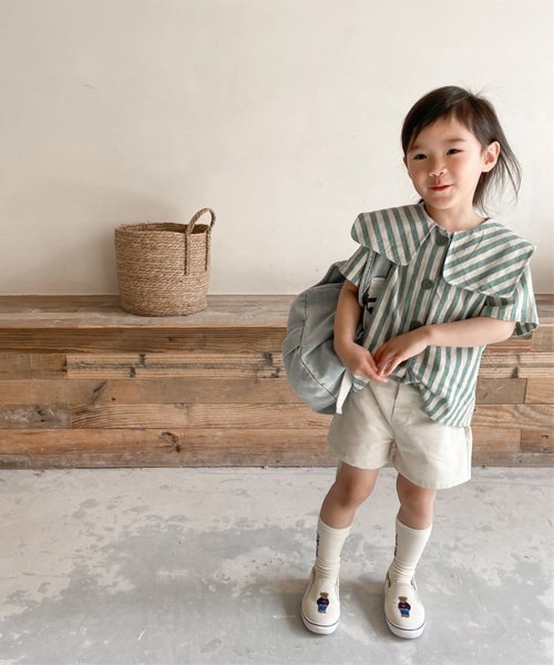 aimoha(aimoha（アイモハ）)/aimoha－KIDS－ 韓国子供服　ビッグカラーストライプ柄シャツ/img10