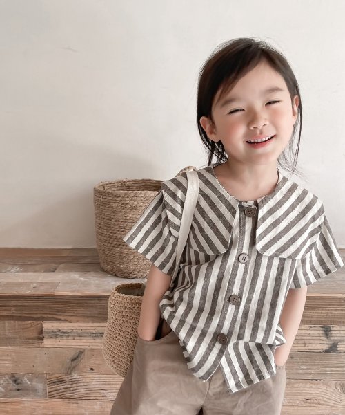 aimoha(aimoha（アイモハ）)/aimoha－KIDS－ 韓国子供服　ビッグカラーストライプ柄シャツ/img13