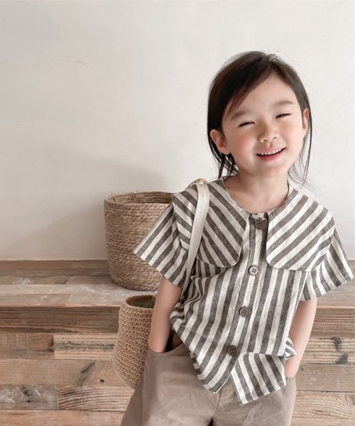 aimoha(aimoha（アイモハ）)/aimoha－KIDS－ 韓国子供服　ビッグカラーストライプ柄シャツ/img15